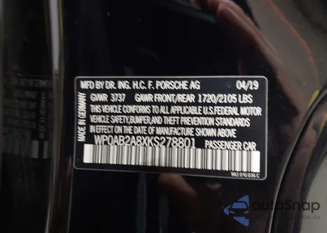 2019 Porsche 718 Cayman S from USA, damaged, VIN WP0AB2A8XKS278801